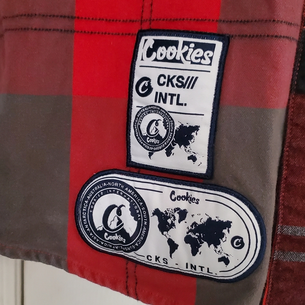 Cookies Heavyweight Cotton Flannel Fabric W/Logo Patches Plaid Shirt. Me… - Picture 6 of 14